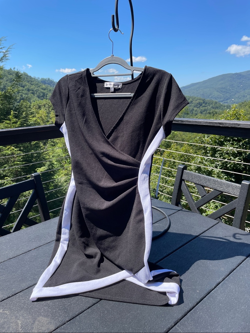 Madden Girl Black Midi Dress with White Contrast Trim.